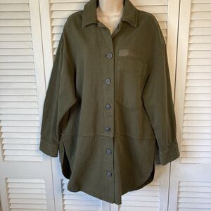 Zara 'Pocket Overshirt' Army Green Button Front Twill Jacket M